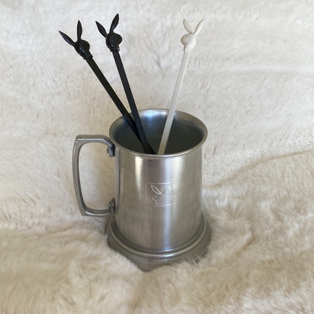 Vintage Playboy Bunny Metal Beer Stein / Tankard & Playboy Bunny Stir Sticks